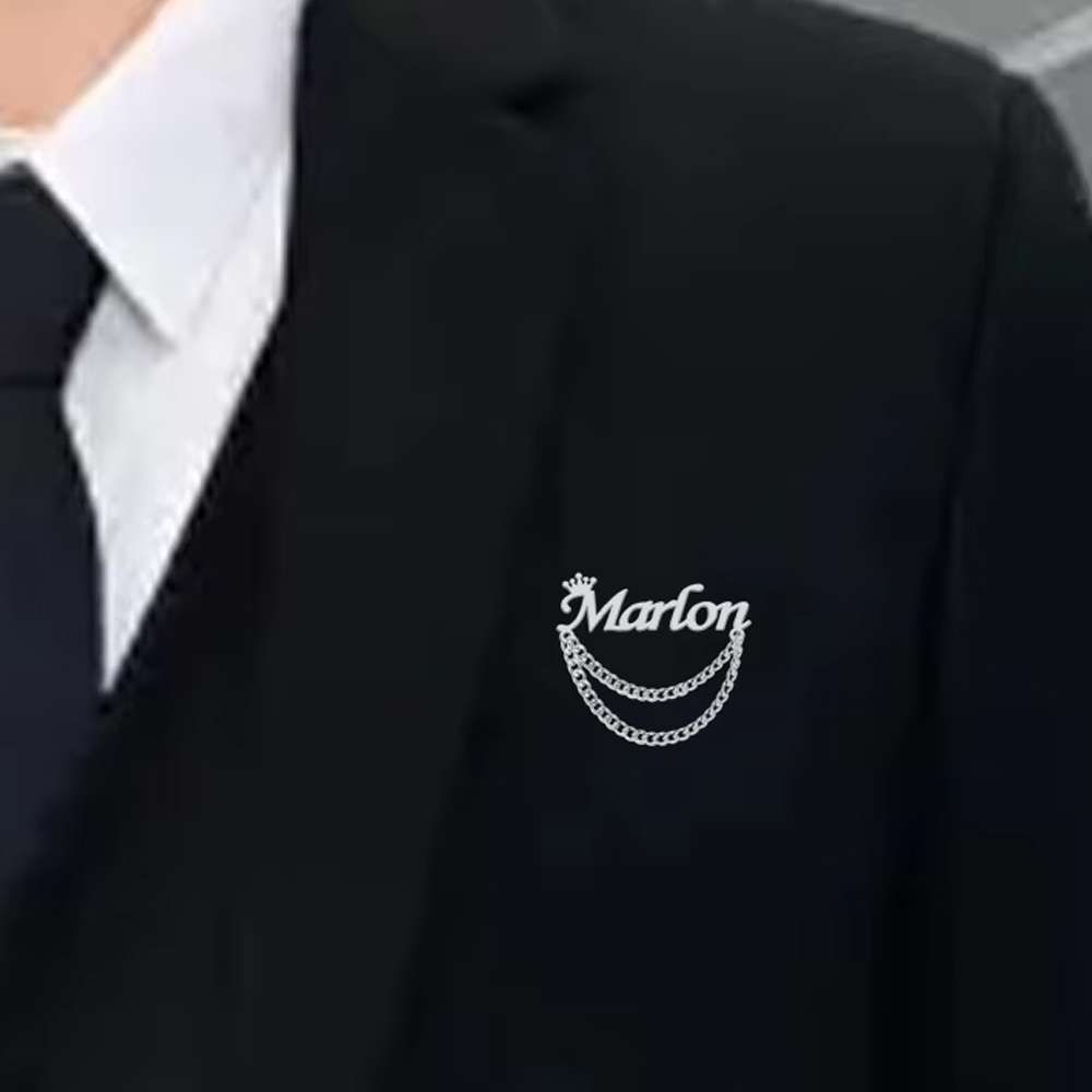 Tuxedo Lapel Pin - Broche con nombre personalizado, alfileres de