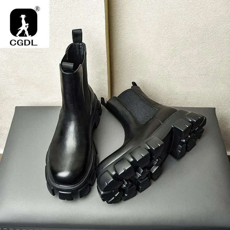Men Formal Wear With Boots - Botas de piel auténtica con suela