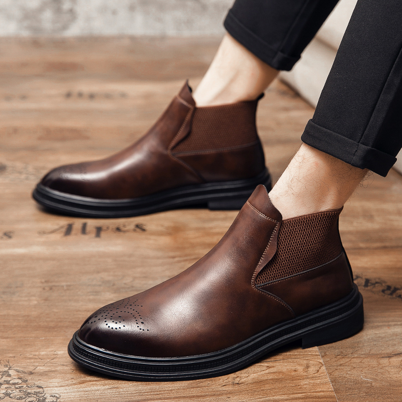 Los zapatos de cuero de caña a - Men Formal Wear With Boots reseña y precio